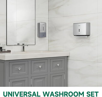 Wall-Mounted Paper Towel Dispenser – Fits Tri-Fold Towels up to 10x3.1 Inches, Holds 200 Sheets, Ideal for Home & Commercial Use (Silver)