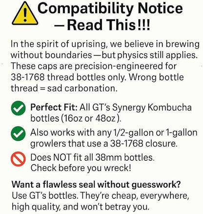 Kombucha.com Carbo-Caps: The Swingtop Slayer and Ultimate Carbonation System for Craft Beer & Kombucha Home Brewing. Viva La Revolución! (35 psi (Medium Carbonation), 12 Carbo-Caps + PRVs)