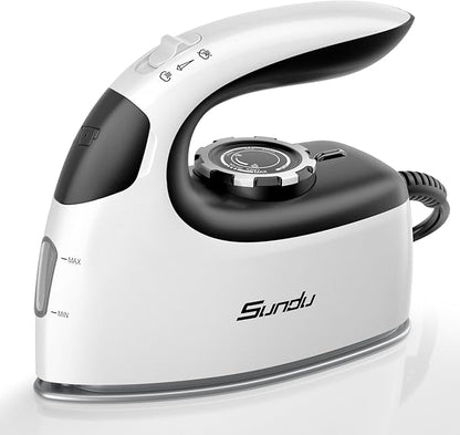 Sundu Mini Travel Iron with Steam,1000W Portable Non-Stick Soleplate Steam Small Iron for Quilting & Sewing,300 Microsteam Holes,90ml Water Tank,Lockable Safety Base,Digital Temperature Control