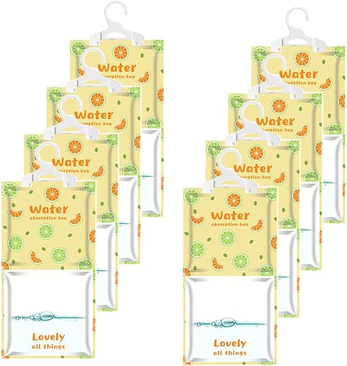 AOPANDA Moisture Absorbers Packets, 8 Pack - Eliminates Musty Odors for Fresher, Cleaner Air, Humidity Packs, Dessicant Packets, Hanging Closet Dehumidifier Bags（orange）