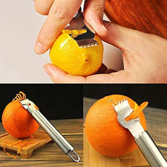 1Pc Silver Stainless Steel Lemon Zester Tool with Channel Knife and Orange Citrus Peeler for Kitchen, Zesters, Graters, Peelers and Slicers Kitchen Utensils