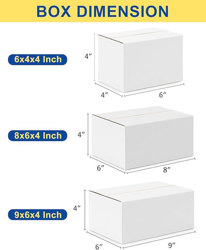 Assorted-Sizes-Shipping-Boxes-45-Pack: 6x4x4 & 8x6x4 & 9x6x4 Small-Shipping-Boxes-Mailers, White Corrugated-Cardboard-Boxes-for-Packing-Small-Business Mailing