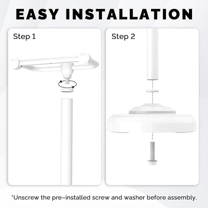Toilet Paper Holder Stand, White Toilet Paper Holder Free Standing, Post Pivoting Design & Stable Weighted Base SUS304 Stainless Steel for Bathroom (Mega Roll)