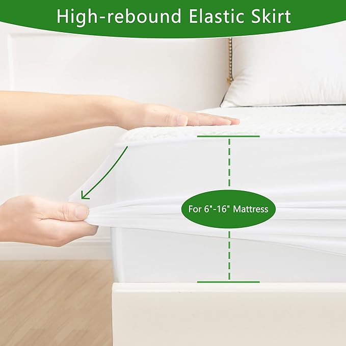 GOONIK Full Size Mattress Protector, Breathable Bamboo Viscose Waterproof Full Size Mattress Pad Cover with 6-16 inches Deep Pocket