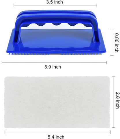 YoleShy Shower Scrubber Non-Scratch Bathtub Scrubber Heavy Duty Scrub Pad with Handle for Bathroom Tile Bathtubs Shower Tile Sink Pool Tile Spas (Blue)