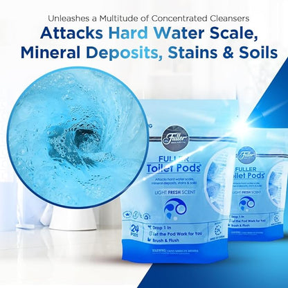 Fuller Brush Toilet Bowl Cleaner Pods - Water Soluble Tablet Cleansers, Cleans Descales & Refreshes Bathroom Toilets Removes Odors Soils & Stains Light Fresh Scent Ideal for Homes & Businesses 1-Pack