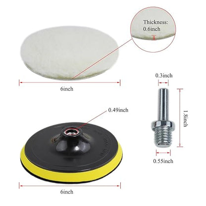 Car Foam Polishing Buffing Kit, Polishing Buffing Pads, Wool Pads, Polishing & Buffing Wheels, for Headlights & Body Foam Wax & Buffer Kits (6)