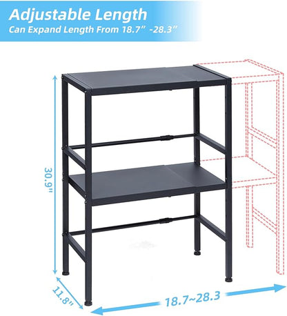 2-Tier Expandable Metal Storage Shelves, 150LBS Heavy Duty Shelving Units and Storage,Adjustable Utility Organization and Storage Shelf Rack For Kitchen Garage Laundry Bathroom Pantry Warehouse