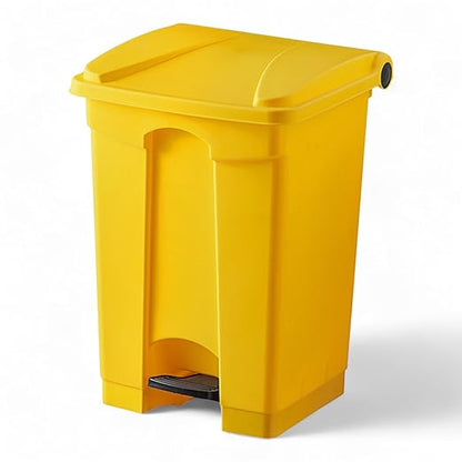 PRO&Family Step-On Trash Can with Lid, Plastic Waste Bin, Foot Pedal Operation (Yellow, 12 Gallon)