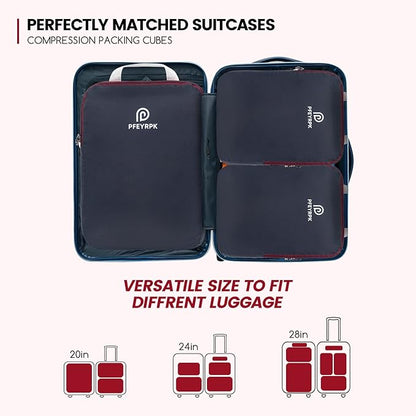 Lightweight Compression Packing Cubes for Suitcases, Compressible Expandable Travel Packing Organizer with Clear Toiletries and Backpack Bag, Travel Essentials for Carry on Luggage 7 Set