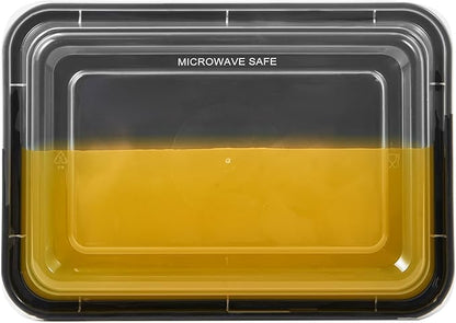 FULING 150 Pack Meal Prep Plastic Food Storage Containers With Lids 28 oz 1 Compartment Black Rectangular Reusable To Go Lunch Prepping Boxes BPA-Free Microwavable Freezer Dishwasher Safe Stackable