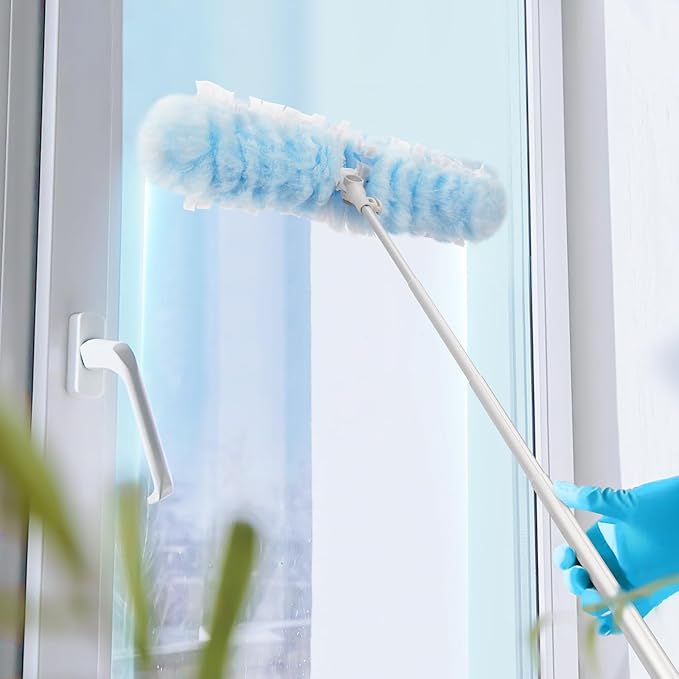 6 ft Extendable Duster Handle with 20 Pcs, Compatible with Swiffer, Disposable Microfiber Dusting Pads for Home Cleaning, Ceiling, Fan, Window, Hard-to-Reach Areas