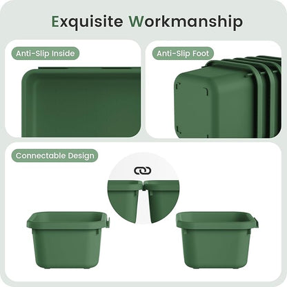 A-LuGei 【28PCS】 Drawer Organizer, Bathroom Organizers and Storage, Makeup organizer, Desk drawer organizer, Storage Bins for Kitchen Office Bedroom Vanity Jewelry Pantry Garage【ArmyGreen】【4Size】
