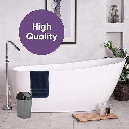 Superio Mini Plastic Trash Can with Swing Top Lid 1.25 Gallon Compact Small Waste Bin Portable Garbage Can for Countertop, Desktop, Make up Vanity, Bathroom, Car, Under Sink, Dorm 5 Qt (Grey/Black, 2)