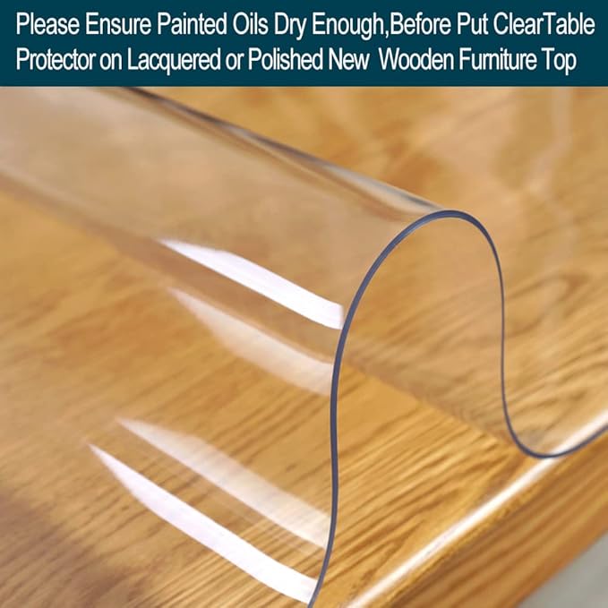 Wadarc Clear Table Protector Plastic Table Cloths PVC Night Stand Table Cover Mat Office Desk Mat Shelf Surface Protection Crystal Children Painting Cover Pad Transprent Rectangular 36x76 inch