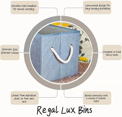 Storage Bins with Rope Handles, Gray Fabric Collapsible Storage Cubes, Large Decorative Storage Boxes for Organization, 2 Pack