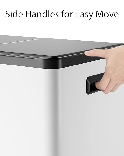 Garvee Dual Trash Can for Recycling and Trash, 2 x 30 L (60 L) Stainless Steel Kitchen Trash Can with Lid and Foot Pedal, Double Compartment Garbage Can, with Recycling Bin, 2 x 8 Gallon