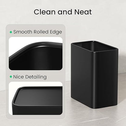 Cesun Small Bathroom Trash Can 2.1 Gallon Wastebasket, Modern Metal Garbage Can Office Waste Basket, Matte Black Stainless Steel Trash Bin for Bedroom, Home Office, Toilet, rv, Near Desk, Under Sink
