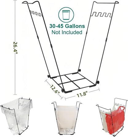 Garden Trash Bag Holder - Outdoor Leaf Bag Support Stand Multi-Use Metal Garbage Bag Holder Frame Holds 30-45 Gallons Bag for Leaves, Camping, Yard Weeding, Lawn Party(2PCS)