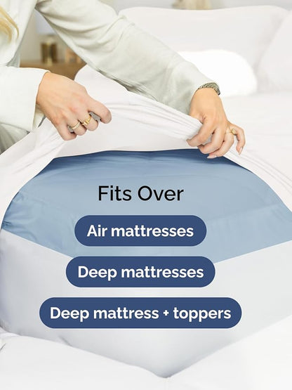 Extra Deep Pocket King Sheets - 4 Piece Breathable & Cooling Bed Sheets - Hotel Luxury Bed Sheet Set - Soft, Wrinkle Free & Comfy - Easily Fits Extra Deep Mattresses - Deep Pocket White Sheets Set