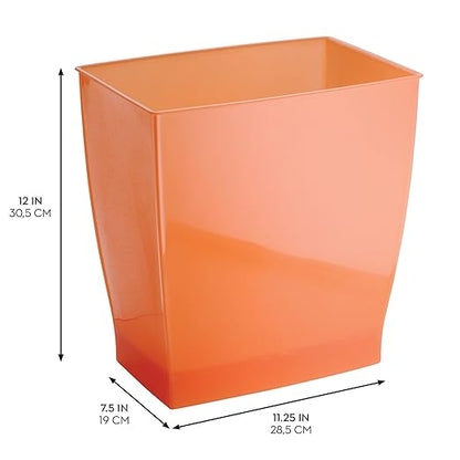 iDesign Small Rectangular Bathroom Trash Cans - Set of 4 - Tango Orange, Made in USA