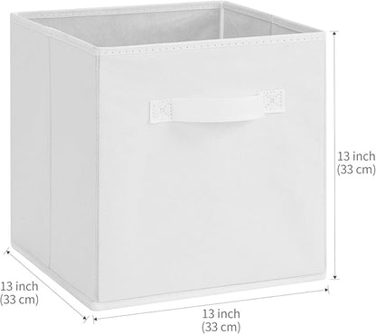 Stero 13x13x13 Inch Fabric Storage Bins 6 Pack Fun Colored Durable Storage Cubes with Handles Foldable Cube Baskets for Home, Kids Room, Closet and Toys Organization White