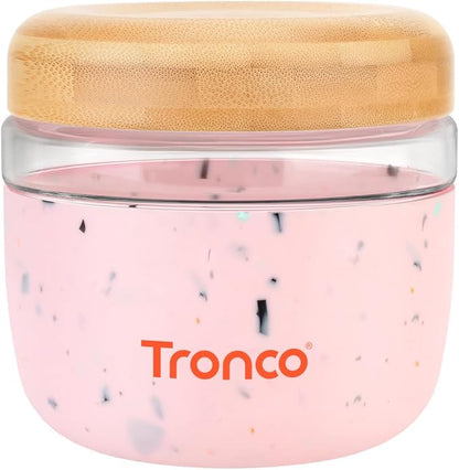 Tronco 24 oz Glass Container with Bamboo Lids, Food Storage Bowls for Soup, Stew & Overnight Oats, Meal Prep, Glass Lunch Bowl Container 100% Leak & Spill Proof, Airtight, BPA-Free- Ideal Gifts