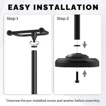 Black Toilet Paper Holder Stand, Matte Black Toilet Paper Holder Free Standing, Post Pivoting Design & Stable Weighted Base SUS304 Stainless Steel for Bathroom(Mega Roll)