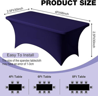 Trlyc 1 Pack 4FT Spandex Table Cloth - 48 x 30 Inch Rectangular Stretch Tablecloth, Wrinkle Resistant Scretch Table Cover for Wedding, Party, Banquet, Picnic, Outdoor Decoration (1Pcs,Navy Blue)