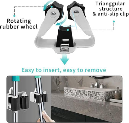 3-H Broom Hanger,Mop Holder Wall Mount 20 Pack, Broom Holder Wall Mount for Hanging and Organizing Shovel,Rake,Brush,Yard Tools in Kitchen,Laundry Room,Bathroom,House(black)