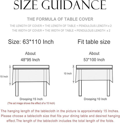 patdrea Designer Linen Vintage Blue Rectangle Tablecloth,Leaves Pattern Anti-Wrinkle Floral Extra Long Table Cloth,French Table Cover for Kitchen Dining,Thanksgiving,Party,63"x110"-Ivar B