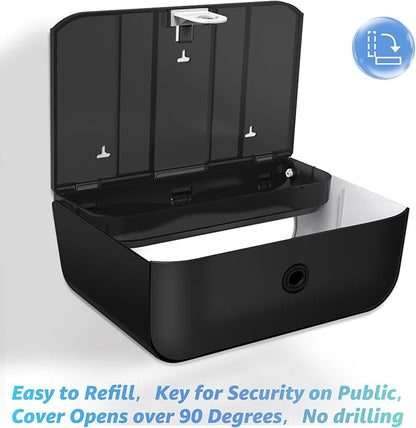 Paper Towel Dispenser Wall Mount, Multifold Paper Towel Holder Adhesive Hand Towel Dispenser for Bathroom Kitchen Commercial, Black