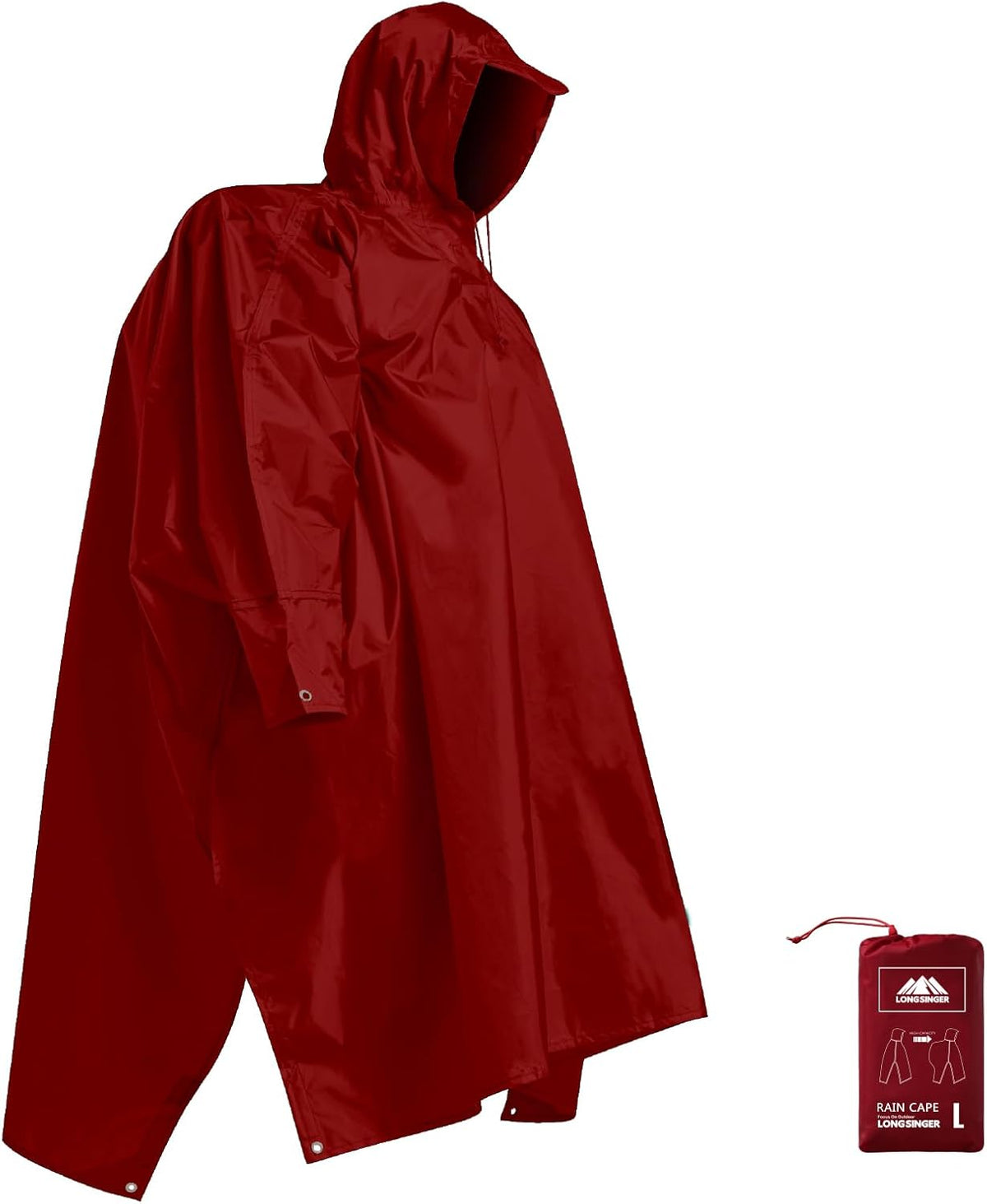 longsinger Hooded Rain Poncho for Adult with Pocket Waterproof Lightweight Unisex Raincoat for Hiking Camping Emergency