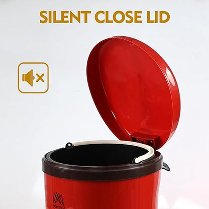 Round Trash Can with Soft-Close Foot Pedal, 2 Gallon Waste Bin with Lid, Bathroom Step Waste Can, Red