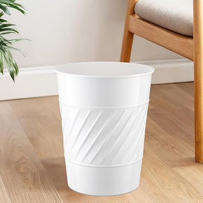 Monarch Abode White Handcrafted Wave Embossed Metal Wastebasket for Home Office Bedroom, Decorative Waste Basket, Modern Bathroom Garbage Can, Durable & Decorative Trash Bin, White Bathroom Trash Can