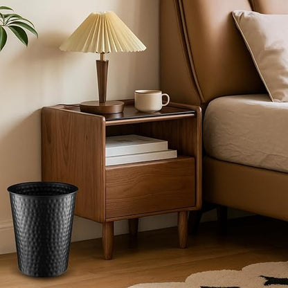 Monarch Abode Black Hand Hammered Metal Wastebasket for Home Office Bedroom, Decorative Waste Basket, Modern Bathroom Garbage Can, Durable & Decorative Trash Bin, Black Bathroom Trash Can