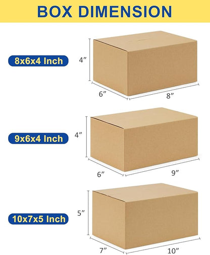 Assorted-Sizes-Shipping-Boxes-45-Pack: 8x6x4 & 9x6x4 & 10x7x5 Small-Shipping-Boxes-Mailers, Brown Corrugated-Cardboard-Boxes-for-Packing-Small-Business Mailing