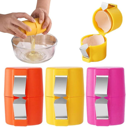2025 Premium Egg Shell Opener, Egg Shell Cutter Eggs Shell Separator for Raw Eggs, Multifunctional Egg Cutter Egg Cracker Separator for Home Kitchen Gadgets (Yellow Red Pink)