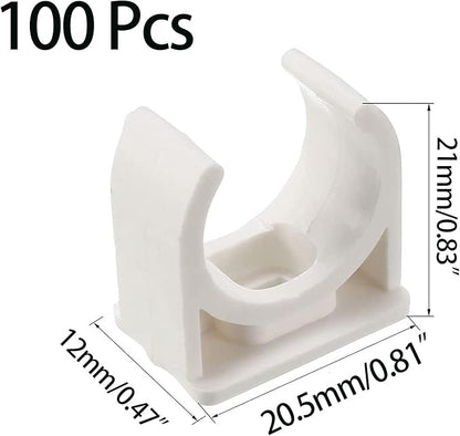 100 Pcs U-Shaped PVC Water 16mm Pipe Clamps Clips, U-Shaped Buckles Fit for 1/2" (16mm) Water Pipes and TV Trays Tubing Hose Hanger Support Pex Tubing （White 16mm）