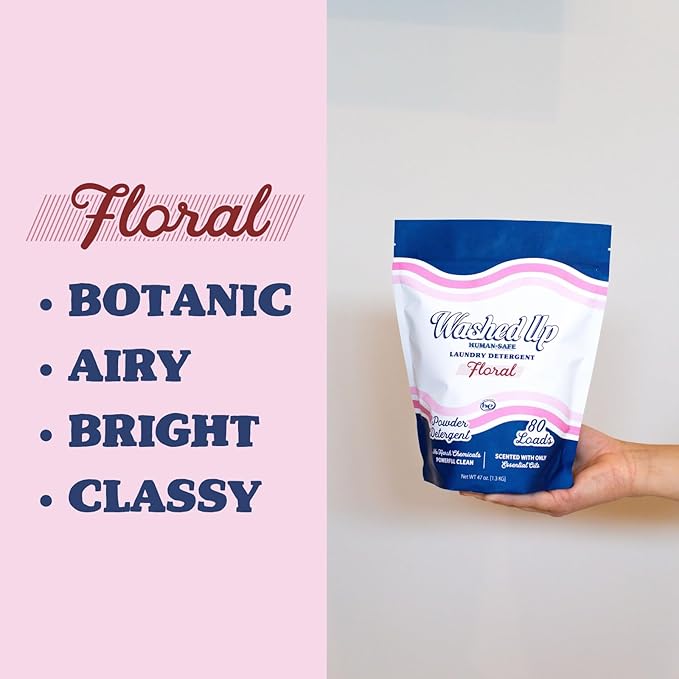 Floral Laundry Detergent Powder | Only 100% Pure Essential Oils | Safe for Sensitive Groups | Powerful Clean | Plant & Mineral-Based | Made in USA