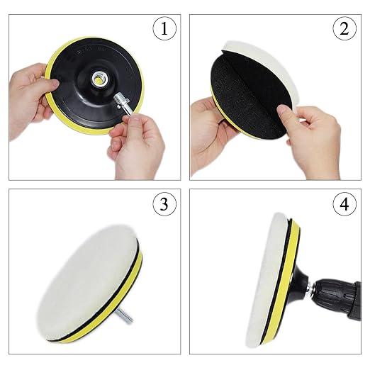 Car Foam Polishing Buffing Kit, Polishing Buffing Pads, Wool Pads, Polishing & Buffing Wheels, for Headlights & Body Foam Wax & Buffer Kits (6)