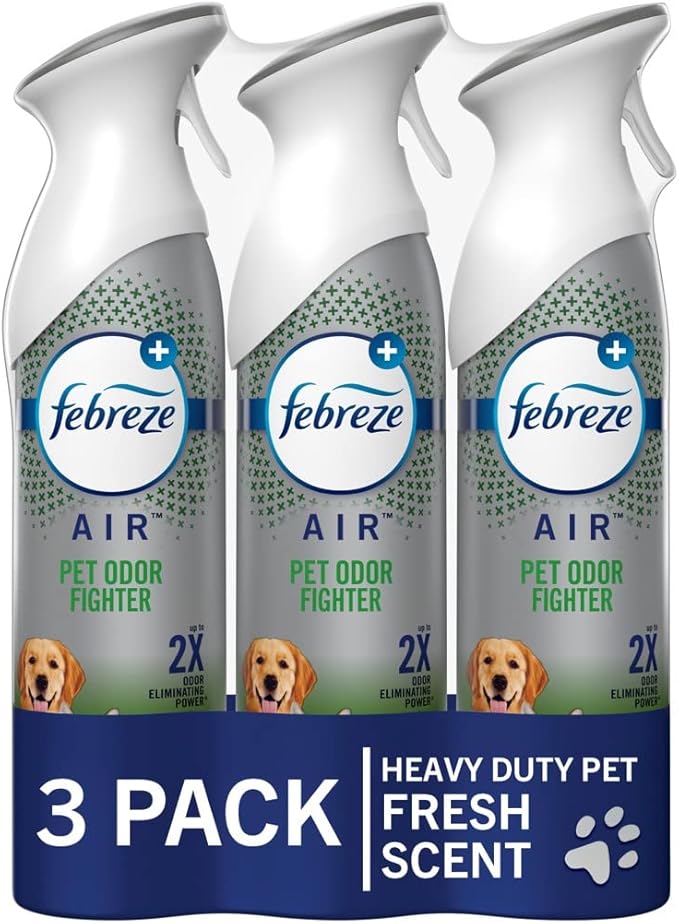 Febreze Air Mist Air Freshener Spray, Odor-Fighting Room Spray, Air Fresheners for Home and Bathroom and Kitchen, Aerosol Can, HD Pet Odor Fighter Scent, 8.8oz, 3 Count