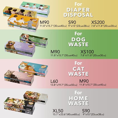 BOS Odor-Sealing Kitchen, Home & Food Small Trash Bags for Waste- Disposable Bags - Scent & Smell Free (90 Bags) [Size S, Color White] ★Brand-new packaging!