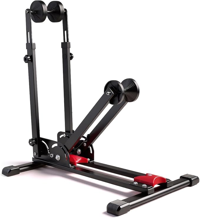 Heavy-Duty Floor Bike Stand, Freestanding Bicycle Storage Rack, Adjustable Dual Support Arms, No-Drill Installation for Garage, Black