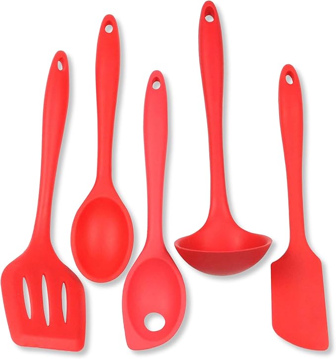 Chef Craft 5 Piece Red Premium Silicone Kitchen Tool Set (42071)