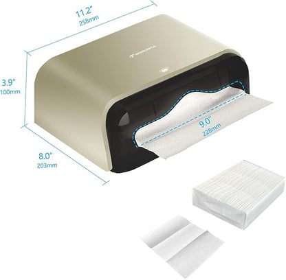 C-Fold Paper Towel Dispenser for Bathroom: Compact 200 Sheets Large Capacity for Multifold Hand Towel, No-Hole Installation Adhesive Paper Towel Holder Wall Mount - Gold