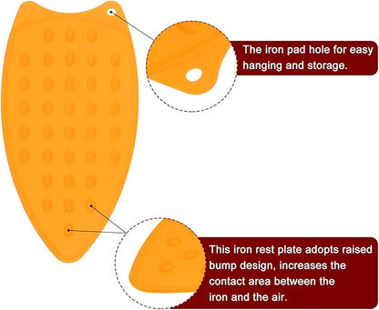 HARFINGTON 2pcs Silicone Iron Rest Pad, Multipurpose Iron Hot Resistant Mat Iron Rest Plate for Ironing Board Hot Heat Resistant Steam Compact Mat, Orange