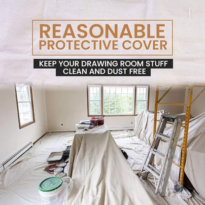 ZUPERIA Canvas Drop Cloth for Painting (Size 4' x12' Feet Pack of 4) Painters Drop Cloth for Painting, Furniture & Floor Protection All Purpose Thick Canvas tarp with Double Stitched Edges