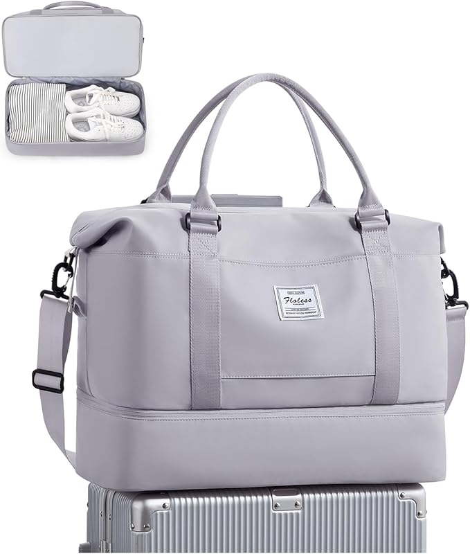 Travel Duffel Bag, Sports Tote Gym Bag, Shoulder Weekender Overnight Bag for Women