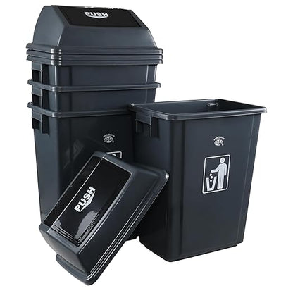 4 Packs 18 Gallon Large Commercial Trash Can, Kitchen Waste Bin with Lid, Plastic Tall Garbage Can Outdoor, 30" High